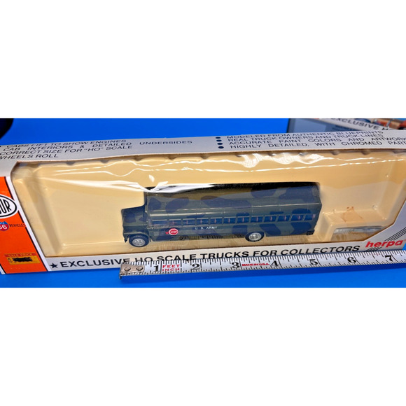 NOS w/box 1/87 HO Die cast Con-Cor U.S. ARMY Bus w/Original Box Route 66 - Picture 9 of 11